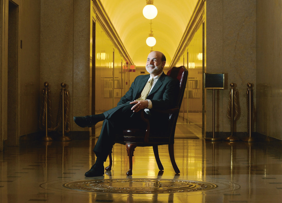 Federal Reserve Chairman Ben S. Bernanke in the hallway outside his office at the Federal Reserve building in Washington, May 5, 2010. Bernanke nearly saw his career in public service scuttled by widespread discontent about lax regulation of Wall Street and historic federal bailouts. (Mary F. Calvert/The New York Times)