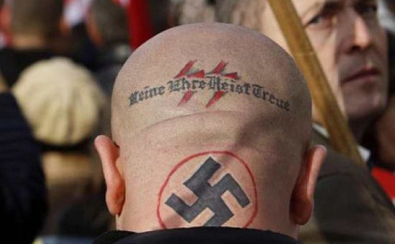 Swastika 4d on a head