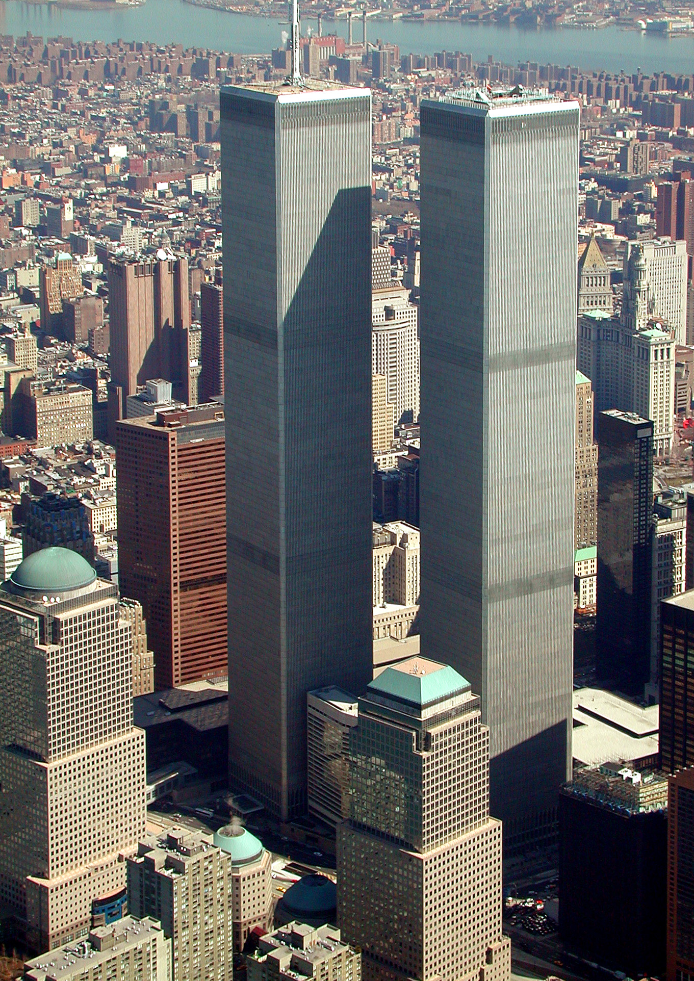 Arial view of WTC in March of 2001