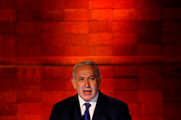 Israeli Prime Minister Benjamin Netanyahu delivers a speech during the state ceremony opening the events of Holocaust Martyrs and Heroes Remembrance Day on April 11, 2018 at the Yad Vashem Holocaust memorial in Jerusalem. The number of Jews around the world is lower than before World War II, Israel's Central Bureau of Statistics said ahead of the Jewish State's annual Holocaust Remembrance Day. / AFP PHOTO / GALI TIBBON (Photo credit should read GALI TIBBON/AFP/Getty Images)