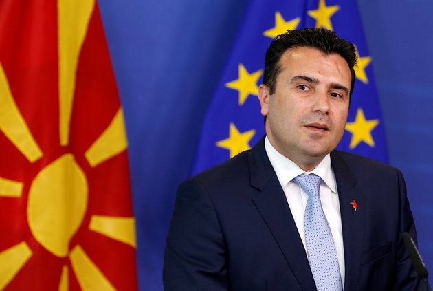 Macedonian Prime Minister Zoran Zaev talks to the media after meeting European Neighbourhood Policy and Enlargement Negotiations Commissioner Johannes Hahn (not pictured) at the EU Commission headquarters in Brussels, Belgium June 12, 2017. REUTERS/Francois Lenoir