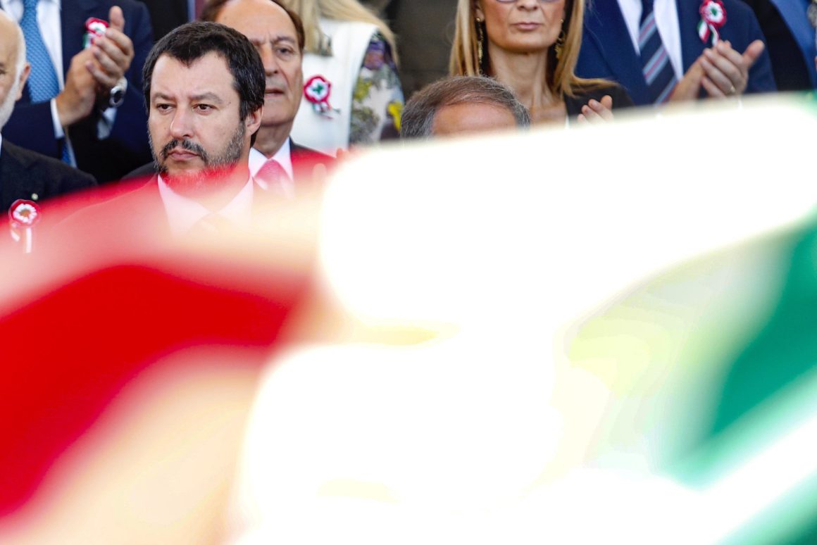 epa06779959 Italian Minister of the Interior Matteo Salvini attends the Republic Day celebrations (Festa della Repubblica) in Rome, Italy, 02 June 2018. The anniversary marks the founding of the Italian Republic in 1946. EPA-EFE/GIUSEPPE LAMI