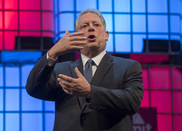 LISBON, PORTUGAL - NOVEMBER 09: Former USA Vice President Al Gore, Chairman, Generation Investment Management, talks about "The innovation community's role in solving the climate crisis" during the final day of Web Summit in Altice Arena on November 09, 2017 in Lisbon, Portugal. Web Summit (originally Dublin Web Summit) is a technology conference held annually since 2009. The company was founded by Paddy Cosgrave, David Kelly and Daire Hickey. The topic of the conference is centered on internet technology and attendees range from Fortune 500 companies to smaller tech companies. This contains a mix of CEOs and founders of tech start ups together with a range of people from across the global technology industry, as well as related industries. This year's edition, starting on November 06, is the second to be held in Lisbon and will congregate almost 60,000 participants. (Photo by Horacio Villalobos - Corbis/Getty Images)